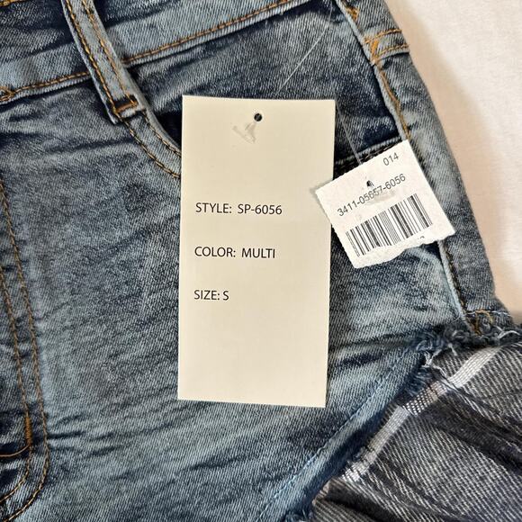 nwt spoon jeans y2k plaid ruffle denim shorts grunge punk flare - Picture 5 of 7